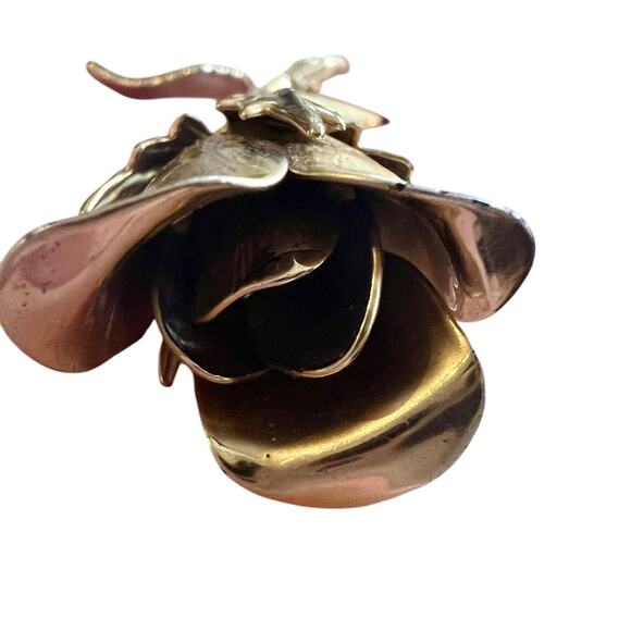 Vintage Gold Tone Rose Brooch - Picture 6 of 6